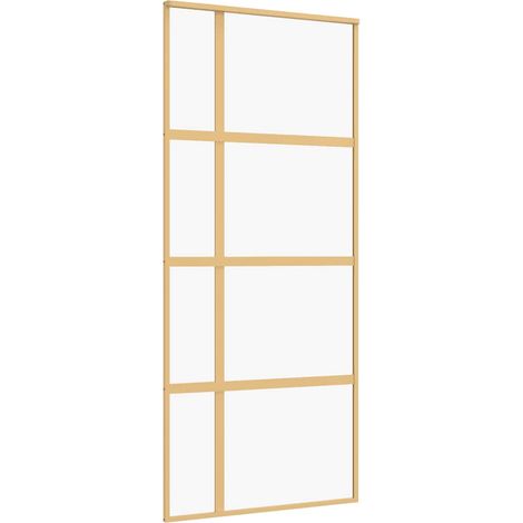Maison Exclusive - Porta Scorrevole Dorata 90x205 Vetro Trasparente ESG Alluminio
