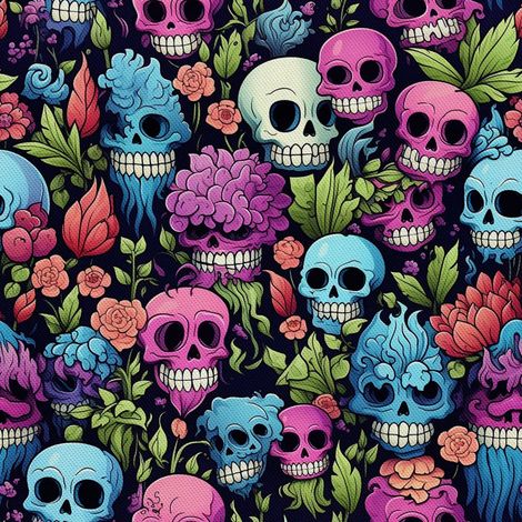 Tela Oxford decorativa para exteriores - Motivo de calavera I DX4174 (1/5)