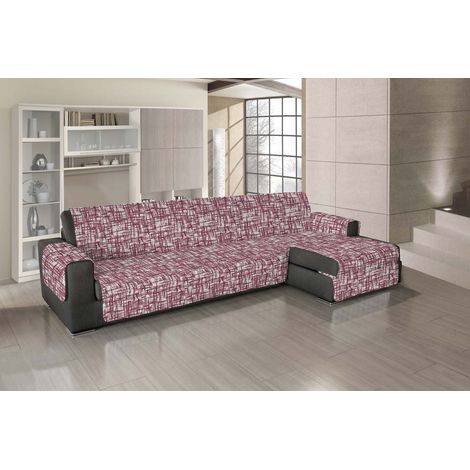 Copridivano Universale Con Penisola Trapuntato Made in Italy Antiscivolo Copri Seduta Protegge da Cani e Gatti Salva Divano Idrorepellente Reticolato rosso - 190 cm (1/3)