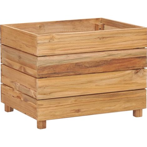 Fioriera aiuola rialzata piante fiori giardino 50 x 40 x 38 cm legno di teak riciclato e acciaio 020000937
