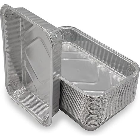 Lot de 25 plateaux en aluminium jetables 21×14×3 cm, barquettes de cuisson et de service pour cuisine, barbecue et restauration (1/4)