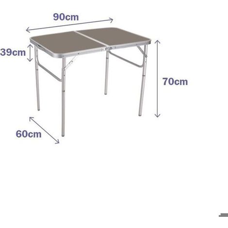 Tavolo pieghevole - MARBUENO - 90 x 70 x 60 cm - Alluminio - Leggero - Per esterno