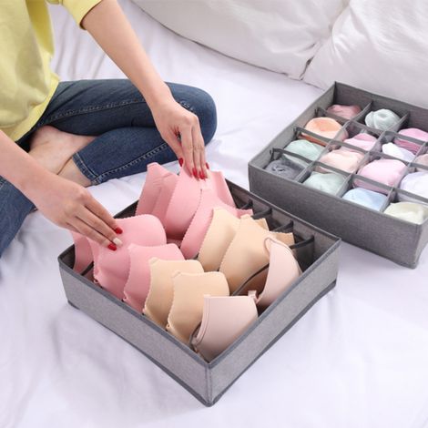 Boîte de rangement pliable pour sous-vêtements, usage domestique, en tissu Oxford, avec séparateur de tiroir, pour sous-vêtements, soutiens-gorge et chaussettes. (1/2)