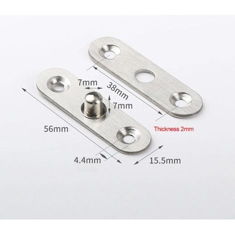 Charnière pivotante de porte robuste à rotation 360° (56 x 15,5 x 2 mm), en acier inoxydable, invisible, pour portes tournantes. Quincaillerie pour meubles. (1/5)