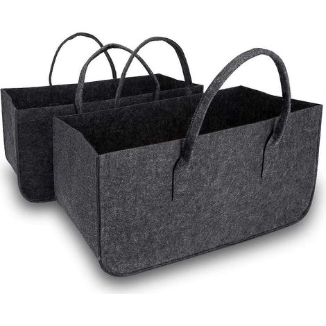 Flkwoh 2er Set Filztaschen Fr Brennholz Brennholzkorb Filztaschen Groer Filzkorb Fr Holz Scheite Brennholz Mae 50 X 25 X 25 Cm Dunkelgrau (1/5)