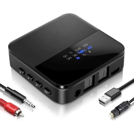 Émetteur Bluetooth 5.0 aptX HD, adaptateur audio double casque avec affichage, faible latence, compatible avec la connectivité optique (1/5)