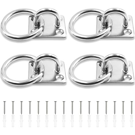 4 Pièces Anneau Mural, Acier Inoxydable 304 Anneau D'attache Sur Plaque, Fil Métallique de 6 mm de Diamètre, Plaque D'oeil Carré, Adapté aux Écuries, Studios de Yoga, Salles de Sport (1/5)
