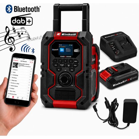 Einhell TE-CR PXC Digital DAB Site Radio Bluetooth Speaker USB 2.5ah Battery Kit (1/5)