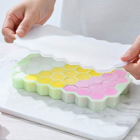 Bacs à Glaçons avec Couvercle, Moule en Silicone 37 Grilles, Outil de (1/5)
