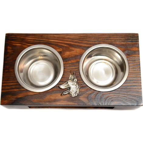 Pastore Belga, Bovaro Belga I - supporto in legno con ciotole per cani, ciotole in acciaio per cani, regalo per l'adozione di un cane di Art-Dog (1/5)