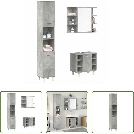 vidaXL Meuble lavabo -  Ensemble de meubles de salle de bain 3 pcs gris béton (1/5)
