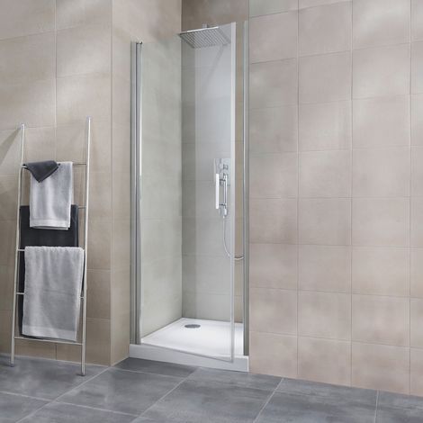 Schulte – Porte de douche pivotante 70 x 195 cm – Verre de sécurité 5 mm anticalcaire – Profilé chromé – Ouverture totale vers l'extérieur