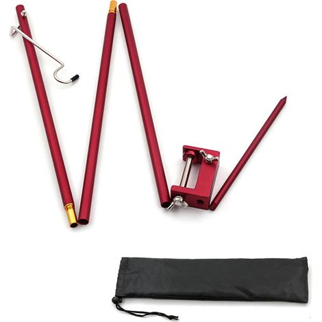 Pliant extérieur poteau lumineux aluminium camping lampe support avec fixation bureau rouge (1/5)