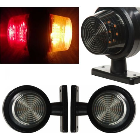 2er-Set 12–24V LED-Seitenleuchten, getöntes Glas, orange-rot