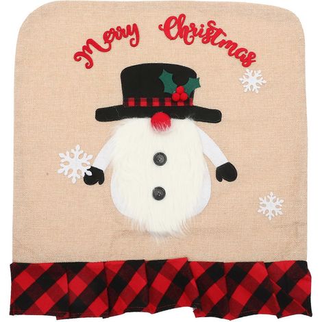 Housse de chaise de Noël à motif de gnome de Noël, housse de chaise en lin pour la maison-52X48CM
