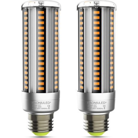 Lampadina LED E27 da 25W, luce bianca calda 2700K, angolo del fascio luminoso di 360°, non dimmerabile, senza sfarfallio, lampadina LED a forma di pannocchia E27, confezione da 2 (1/5)