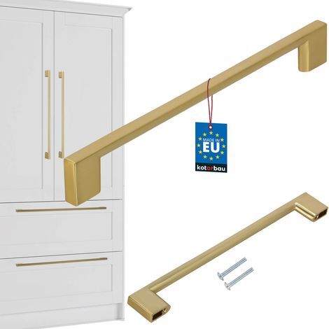 Tirador para muebles de cocina KOTARBAU® Clásico Moderno Oblongo Largo Oro Mate 221 MM Espacio entre 192 MM