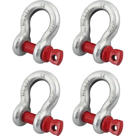 4 Pièces Manille de Levage 1t Manille en Acier Galvanisé pour le Camping, L'escalade, le Transport et le Levage de Charges (WLL : 1,0 t) (1/5)