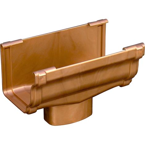 First Plast – Raccord pour gouttière naissant central carré en PVC – Effet cuivre – Résistant aux intempéries – Montage facile par collage ou joints