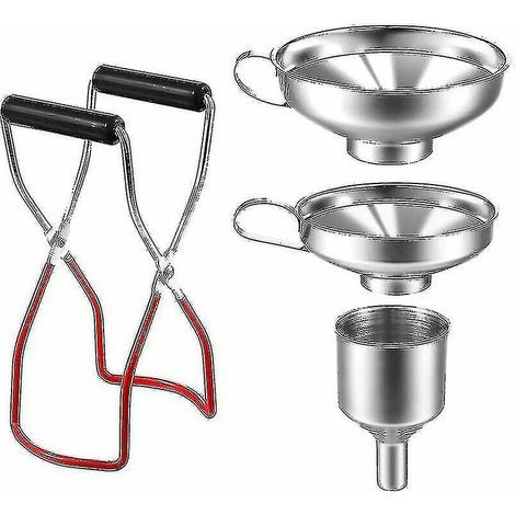 Ensemble d'entonnoirs de cuisine, 4 pièces, entonnoir filtrant en acier inoxydable, petit entonnoir en acier inoxydable, pinces à confiture, pots, entonnoir à confiture (xq)-hy (1/5)