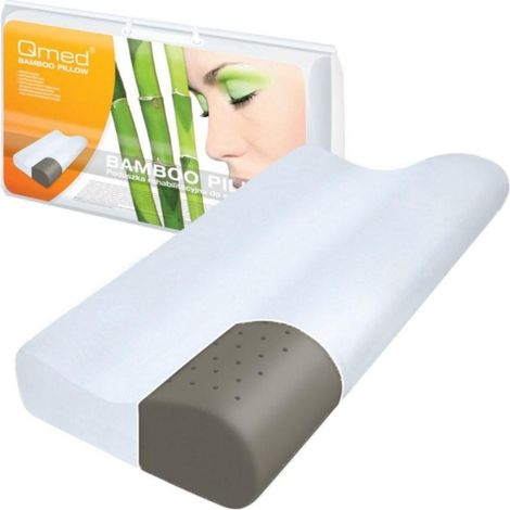 MDH, Almohada Ortopédica de Bambú con Carbón de Bambú para la Alineación Cervical y el Sueño, Blanca (1/2)