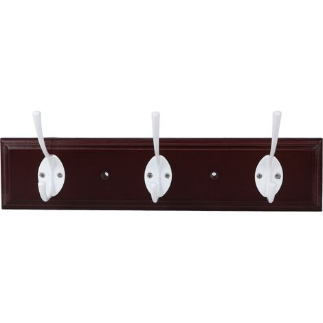 Porte-chapeaux mural robuste à 3 crochets, tringle à vêtements et porte-serviettes, organisateur pour entrée, style rétro. (1/5)