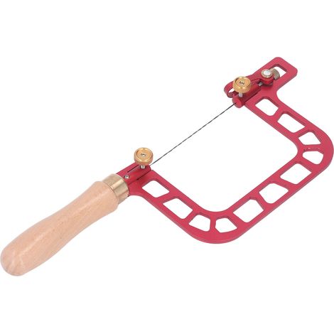 Scie à chantourner à cadre, coupe rapide et nette, scie à fil multifonctionnelle pour le travail du bois, la bijouterie et le métal, rouge (1/5)