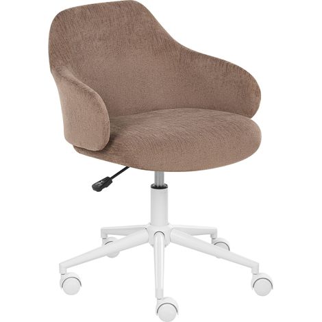 Desk Chair Brown Fabric Swivel Base Adjustable Height with Armrests Modern Home Office RIVLAV (1/5)