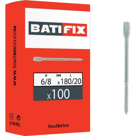 100 vis écartement menuiserie Ø6/8x180/20mm zingué Batifix (1/2)