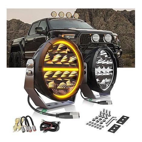 Phare De Travail Led 6,5 Pouces 120W Blanc Et Ambre DRL, Spot Reflective Hybrid 20000LM Longue Portée Led 4x4 Trucks, Utvs, Atvs, Vans, Tractors, Wiring Harness Kit (1/5)