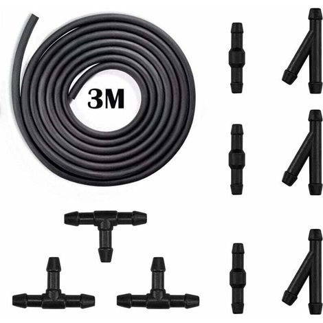 Kit de Tuyau pour Lave Glace avec Buse Brouillard et Raccords 9 Pièces Pulvérisation Liquide Essuie Glace (1/4)