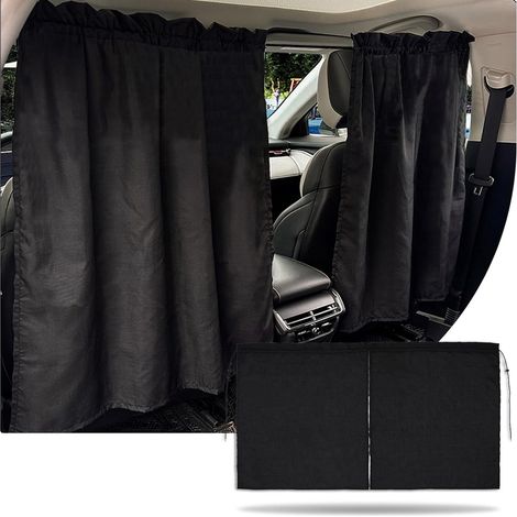 Rideau De Séparation Intime pour Voiture, Pare-Soleil Et Isolation Thermique Rideaux Voiture pour Sièges Avant/Arrière, Adaptation Universelle pour La Plupart des Véhicules Noir 140×70cm (1/5)
