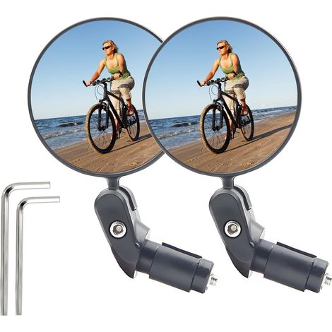 Rétroviseurs de vélo, lot de 2, pliables, HD, rotatifs à 360°, incassables, résistants, pour vélos de ville, VTT et vélos électriques.