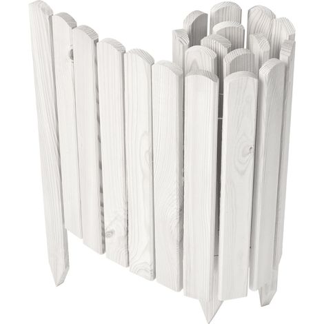 Garronda clôture de Jardin en Bois Bordure Jardin Cloture Jardin Exterieur, Palissade Bordurette Longueur: 100 cm GD-0148 (Blanc, Hauteur : 40 cm)