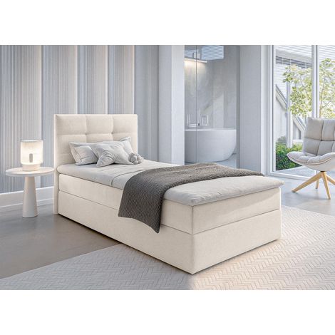 AX LIVING Boxspringbett 80x200 cm Geceteni Bett Beige Gasdruckfedern