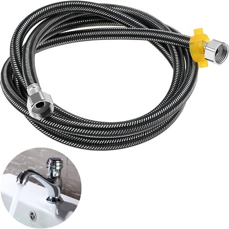1 raccord de tuyau flexible, en acier inoxydable G1/2" x G1/2", tuyau blindé, tuyau flexible pour douche, mitigeur (200 cm) (1/5)