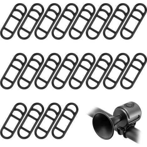 Vélo Silicone Bande 20 Pièces, Sangle de Vélo Silicone Bande, Bande Caoutchouc Elastique Vélos, Bande de Silicone de Vélo, Lampe de Vélo Bande, Noir (1/5)