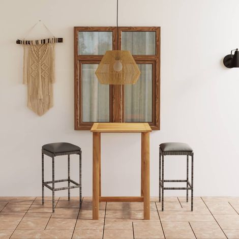 Ensemble de bar de jardin avec coussins 3 pcs Gris 3 (1/5)