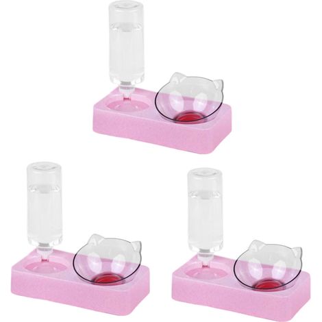 3 pièces gamelle inclinée pour chat et chien, double compartiment eau/nourriture, base antidérapante, design modulaire (1/5)