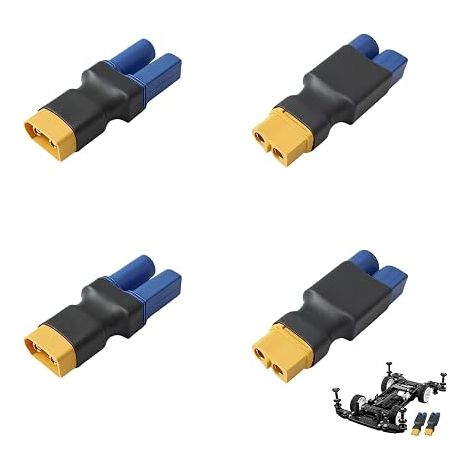 Adaptateur XT60 à EC5, Adaptateur de Connecteur Mâle Fiche XT60 Convertisseur de Connecteur Mâle/Femelle sans Câble pour Batterie LiPo RC, Drone FPV, Voiture RC, Avion Modèle (1/5)