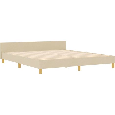 Bed Frame with Headboard Cream 180 x 200 cm Fabric vidaXL (1/5)