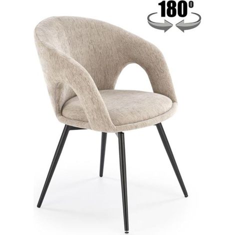 Chaise pivotante design en tissu beige Melaine (1/5)