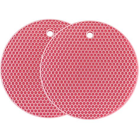 Tapis de Dessous de Plat en Silicone Tapis de séchage Polyvalent résistant à la Chaleur jusqu'à 464 ° F, Support de Pot, étanche, (Lot de 2) antidérapant, Flexible, Durable (Pink) (1/5)