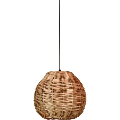 Suspension NATURAL Small E27 15W Mimbre oscuro Noir (1/5)