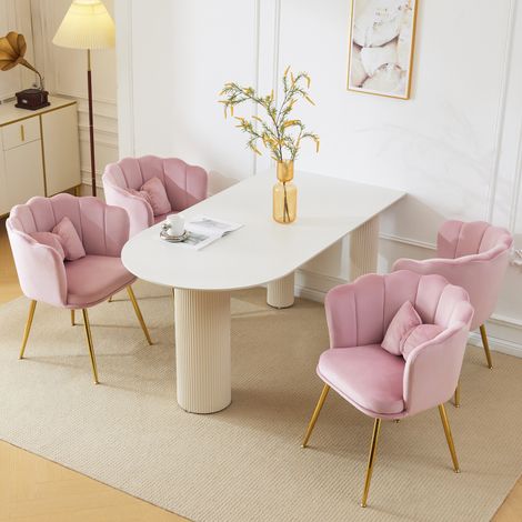 Polsterstuhl Samt mit Blütenblatt-Rücken Rosa OKMYHOME (1/5)