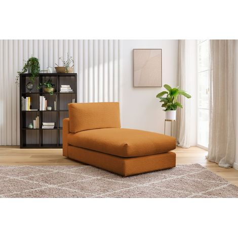 BOBOCHIC - Méridienne pour canapé modulable PARIS tissu bouclette Jaune (1/5)