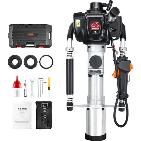 VEVOR Piantapali a benzina T da 37,77 cc, piantana per recinti a benzina a 4 tempi con 3 teste per piantana (45/55/88 mm), piantatrice portatile da 1000 W per fattorie, recinzioni di ranch, migliorame