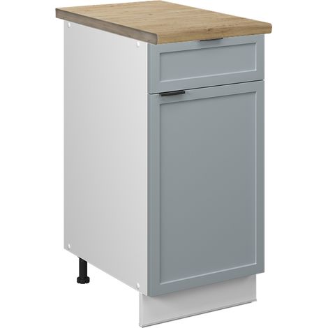 Küchenunterschrank Fame-Line, Hellblau-grau, 40 cm , AP Eiche, Vicco