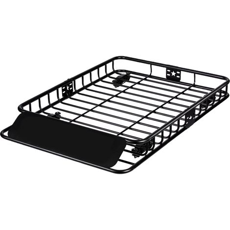 Mophorn Cestello Portabagagli da Tetto Auto SUV Camion in Acciaio Q195 Capacita Massima da 90,7 kg 130,5x91,5 x 12,7 cm per Campeggio Viaggio Escursione, Cestino Portapacchi da Tetto per Auto 16,3 kg