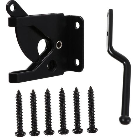 1 Ensemble Boulon de fer de clôture serrure de porte serrure à pêne dormant charnière gond levier de gravité automatique loquets de portail à levier de gravité Acier Carbone Black (1/5)